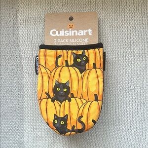 Cuisinart 2-Pack Silicone Oven Mitts Black Cat Halloween